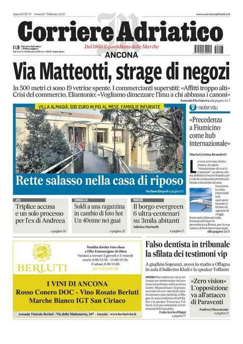 Prima-pagina-corriere adriatico-edizione-di-oggi-07-02-2025